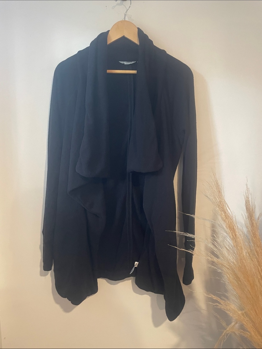 Athleta Black Draped Open-Front Cardigan Blazer Sz M B136